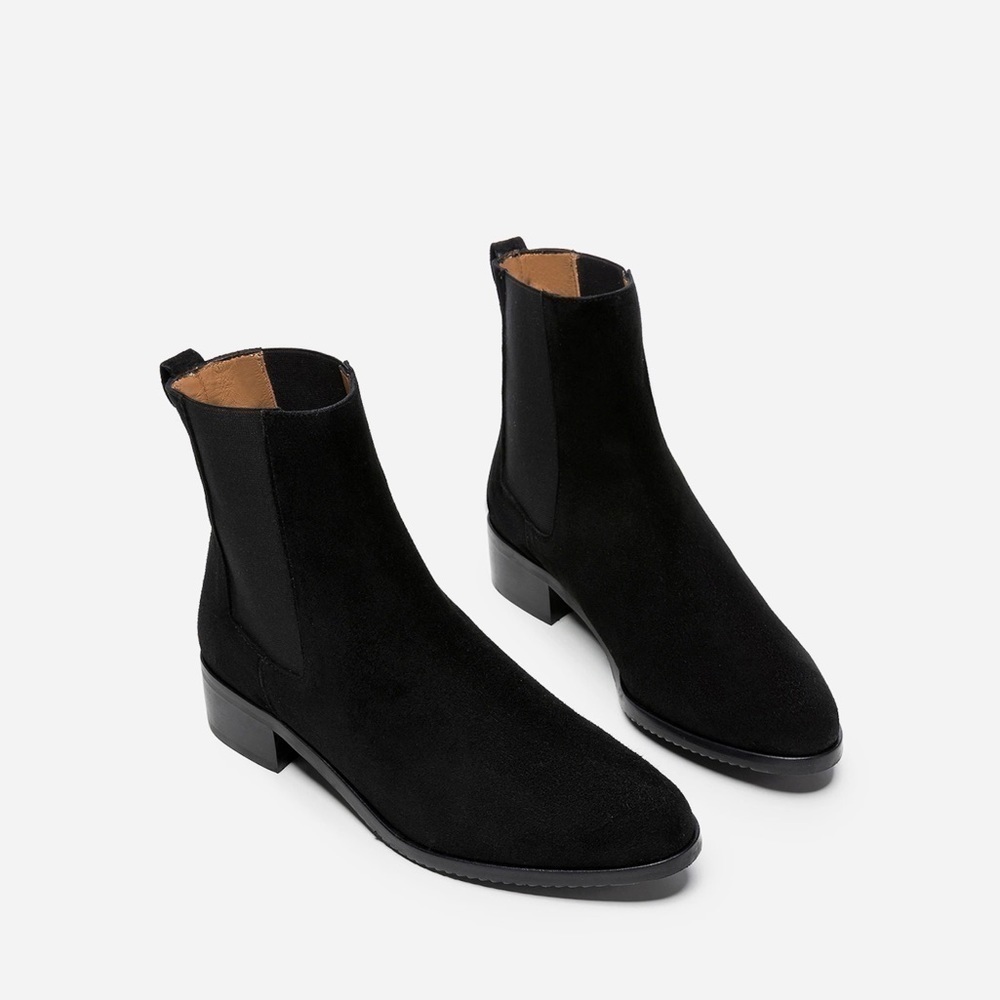 Flattered Everyday Lucile Suede Leather Ankle Boots Size 37 in Black